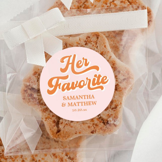 Ihre Lieblings-Retro-Disco Hochzeit Candy Gefallen Runder Aufkleber (Von Creator hochgeladen)