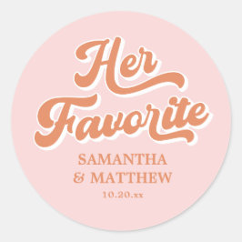 Ihre Lieblings-Rosa-Orange Vintag Retro-70er Hochz Runder Aufkleber