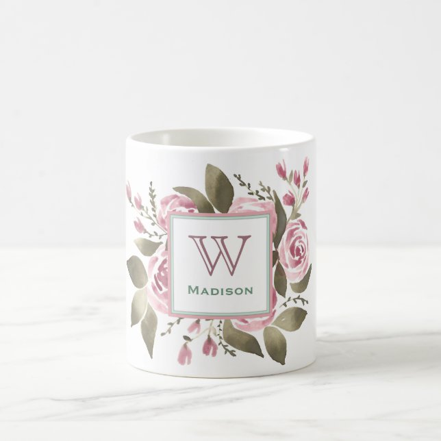 Ihre Lieblings-Rose-Monogramm-Tasse Kaffeetasse (Mittel)