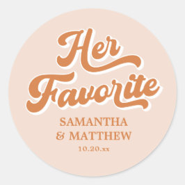 Ihre Lieblings-Vintag Orange Retro 70er Boho Weddi Runder Aufkleber