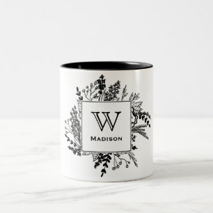 Ihre Lieblingsschwarzweiss-Monogramm-Tasse Zweifarbige Tasse
