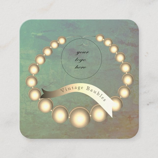 Ihre Logo-Ältere Aquamarinen Gold Farbpaletten Quadratische Visitenkarte (Vorderseite)