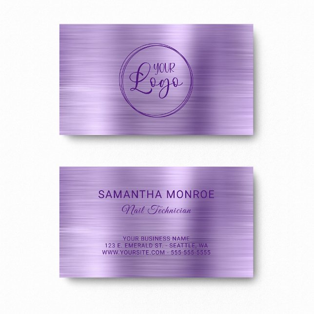 Ihre Logo-Imitate sind leicht Lila. Visitenkarte (Your Logo Faux Light Purple Ombre Foil Business Card)