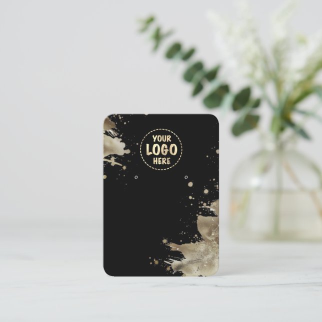 Ihre Logo-Metallic-Splash-Ohrring-Karte groß schwa Visitenkarte (Stehend Vorderseite)