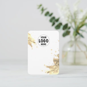 Ihre Logo-Metallic-Splash-Ohrring-Karte groß weiß Visitenkarte