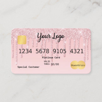 Ihre Logo Pink Tropfen Glitzer-Look Kreditkarte Visitenkarte