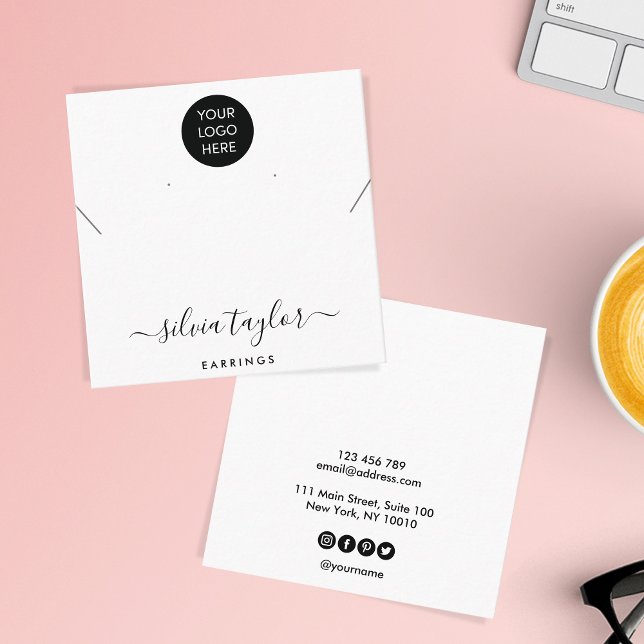 Ihre Logo-Schmuck-Kette Ohrring-Display-Karte Quadratische Visitenkarte (Von Creator hochgeladen)