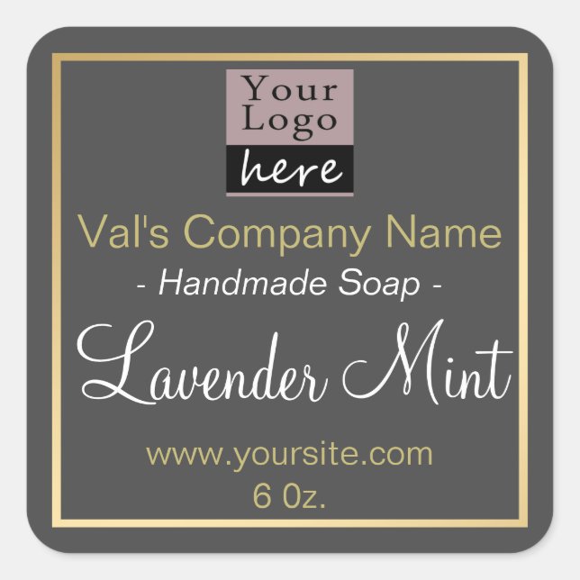 Ihre Logo-Seife Custom Imitats Gold Border Quadratischer Aufkleber (Vorderseite)