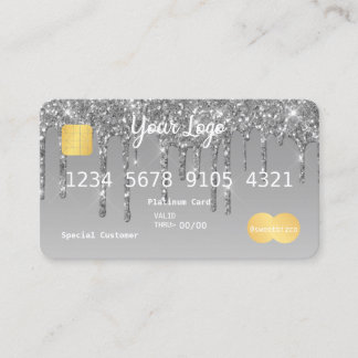 Ihre Logo Silver Tropfen Glitzer-Look Kreditkarte Visitenkarte