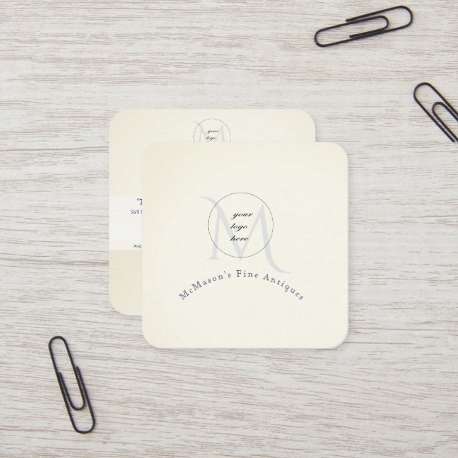 Ihre Logo-Visitenkarten auf dem weißen Platz Quadratische Visitenkarte (Vorderseite/Rückseite Beispiel)