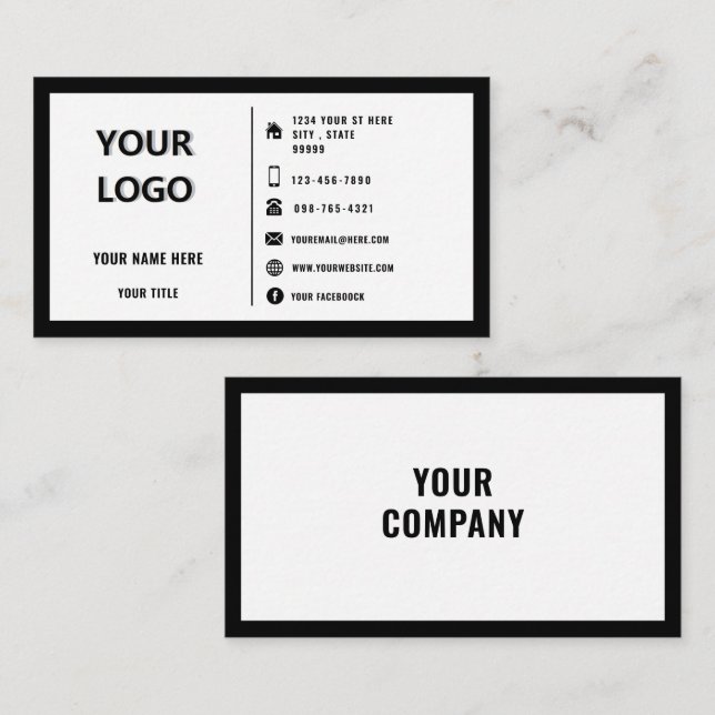 Ihre Logo-Werbeaktion Personalisiert Schwarz/Weiß Visitenkarte (Vorne/Hinten)