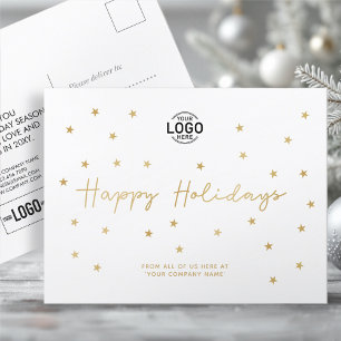 Ihre Logos Minimalistische Gold Stars Business Hol Feiertagspostkarte