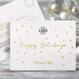 Ihre Logos Minimalistische Gold Stars Business Hol Folien Feiertagspostkarte