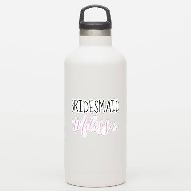 Ihre maßgeschneiderte Bridesmaid-Hochzeitstypograf Aufkleber (Wassserflasche)