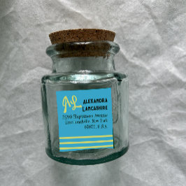 Ihre Mit Monogramm Adressfelder - mehrfarbig Quadratischer Aufkleber