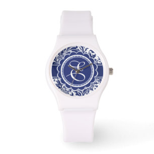 Ihre Monogram William Morris Blue und White Armbanduhr