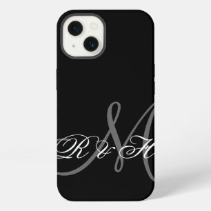 IHRE MONOGRAMM-INITIALEN EINFACH SCHWARZ GRAU iPhone HÜLLE