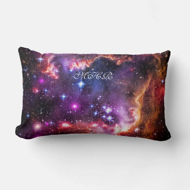 Ihre Monogramm-Initialen-sternenklare Flügelspitze Lendenkissen (Vorderseite)