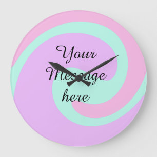 Ihre Nachricht hier Textname Monogramm rosa Pastel Große Wanduhr