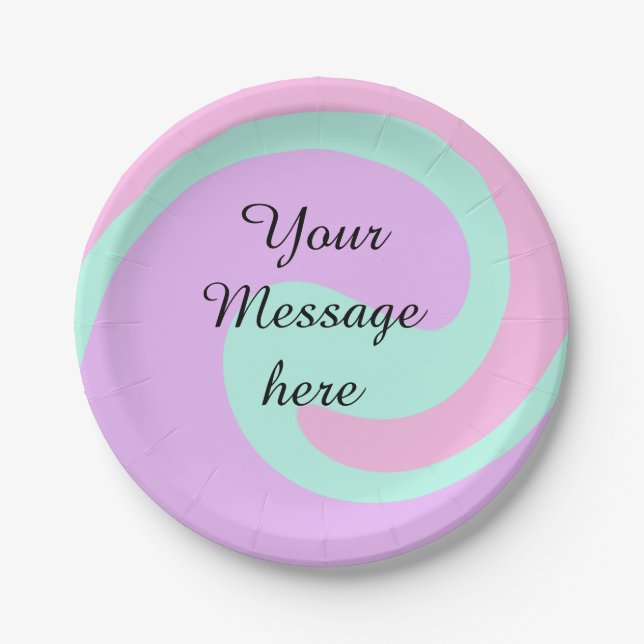 Ihre Nachricht hier Textname Monogramm rosa Pastel Pappteller (Vorderseite)