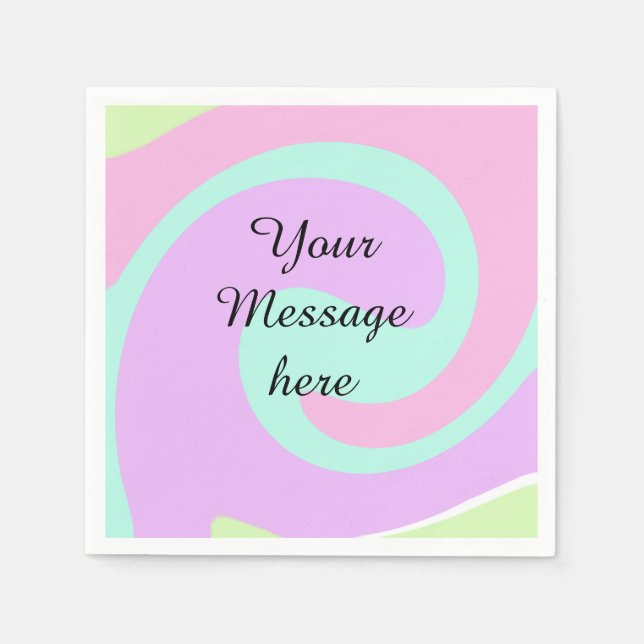 Ihre Nachricht hier Textname Monogramm rosa Pastel Serviette (Vorderseite)