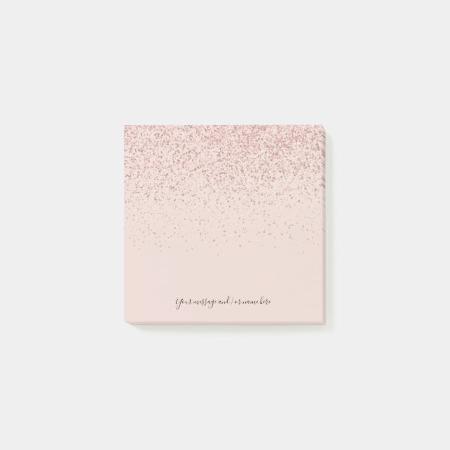 Ihre Nachricht Rose Gold Glitzer Post-it Klebezettel (Vorderseite)