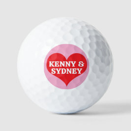 Ihre Namen Rotes Valentinsherz Und Rosa Hintergrun Golfball