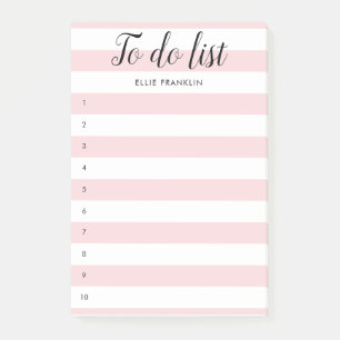Ihre Namens-To-Do-Liste Rosa gestreift Post-it Klebezettel