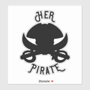 Ihre Piraterie Vintage Crossbones Skull & Sword Bl Aufkleber