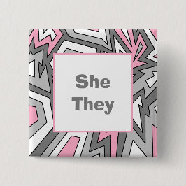 IHRE PRONOUNEN! Demigirl Pride Modern Geometrie Ar Button