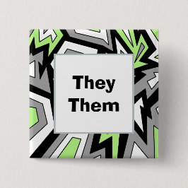 IHRE PRONOUNS Agender Pride Geometric Modern Art Button