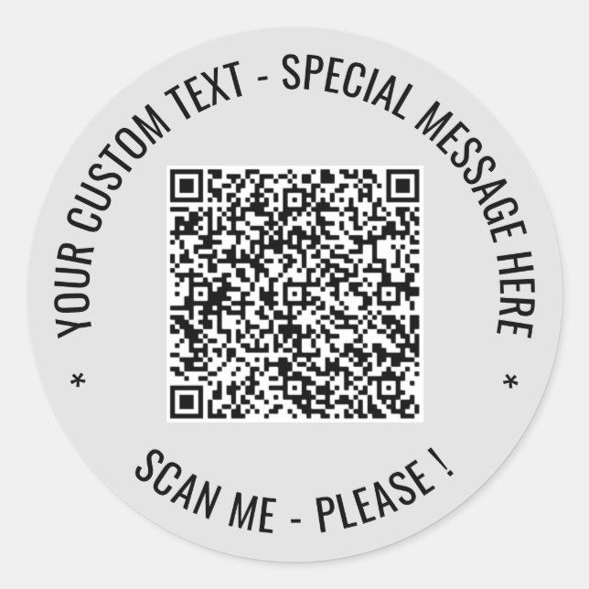 Ihre QR-Code-Aufkleber mit individuellem Text und  Runder Aufkleber (Vorderseite)
