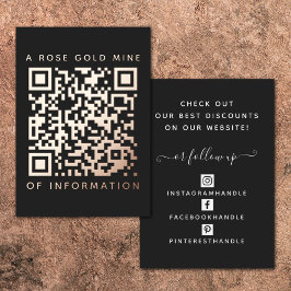 Ihre QR Code Black Rose Gold Discount Card Folien Feiertagskarte