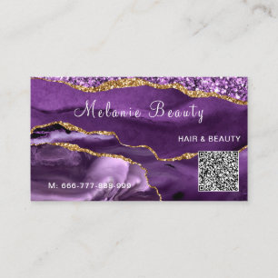 Ihre QR-Code-Info Agate Lila Gold Business Card Visitenkarte