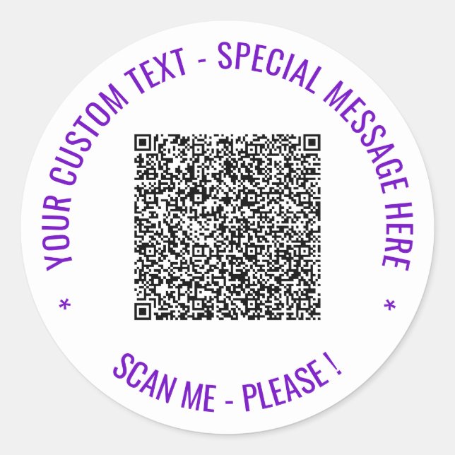 Ihre QR-Code-Prüfung Info Benutzerdefinierter Text Runder Aufkleber (Vorderseite)