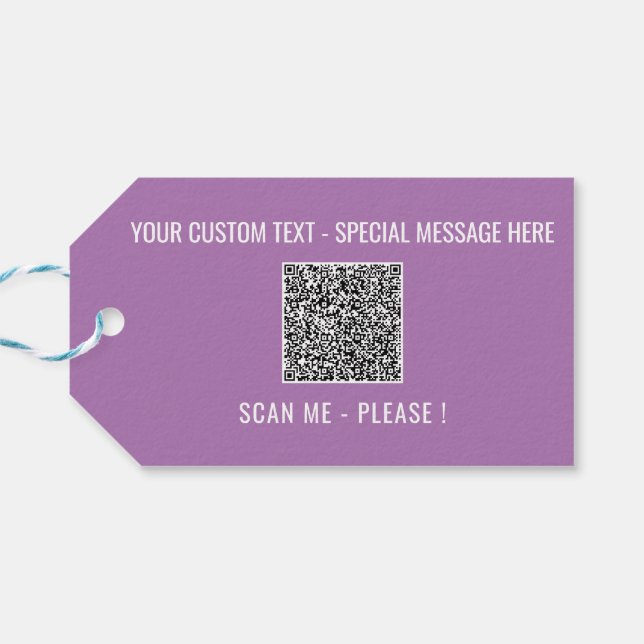 Ihre QR-Code-Scan-Info Benutzerdefinierte Textfarb Geschenkanhänger (Rückseite Horizontal)