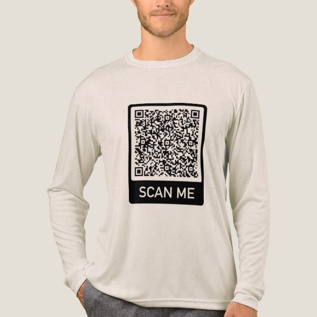 Ihre QR Code Scan Info Personalisiert Funny Tri-Blend Shirt (Vorderseite)