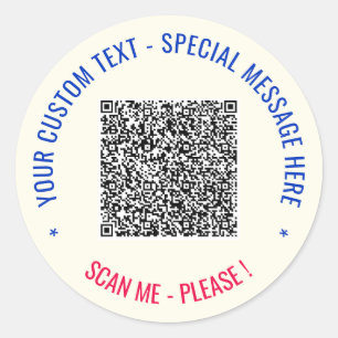 Ihre QR-Code-Scan-Info und benutzerdefinierte Text Runder Aufkleber