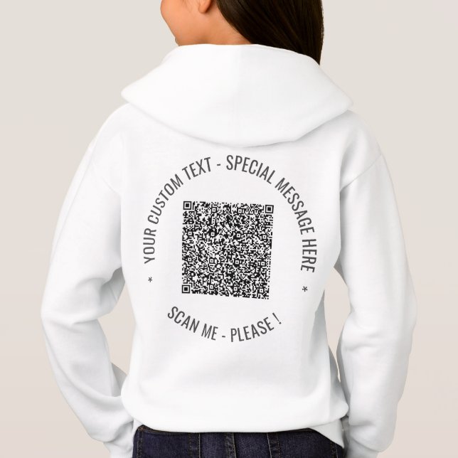Ihre QR-Code-Scan-Info und Ihr benutzerdefinierter Hoodie (Rückseite)