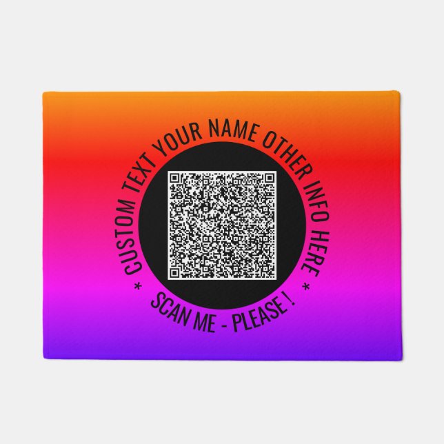 Ihre QR-Code-Scan-Info und Ihr benutzerdefiniertes Fußmatte (Vorderseite)