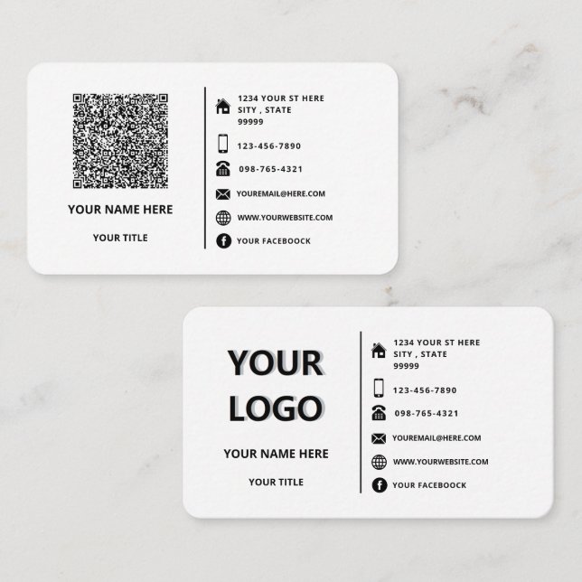 Ihre QR-Codename-Logo-Adresse Info-Geschäftskarte Visitenkarte (Vorne/Hinten)