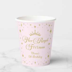 Ihre Royal Fivity Gold Princess 5. Geburtstag Pappbecher