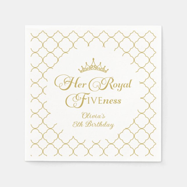 Ihre Royal Fivity Gold Princess 5. Geburtstag Serviette (Vorderseite)