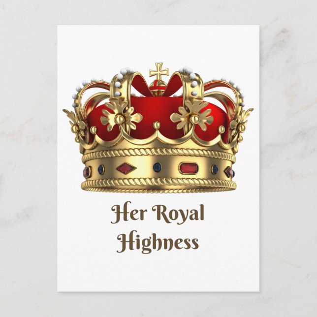 Ihre Royal Highness Red and Golden Royalty Crown Postkarte (Vorderseite)