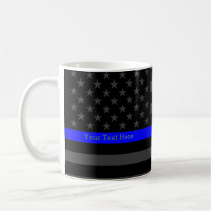 Ihre schwarze US Flagge Text-dünne Blue Lines Tasse