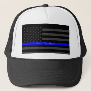 Ihre schwarze US Flaggen-Kunst Text-dünne Blue Truckerkappe