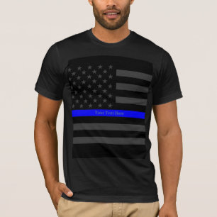 Ihre schwarze US Flaggen-Mode Text-dünne Blue T-Shirt