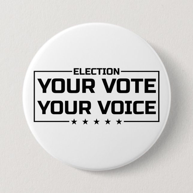 Ihre Stimme Ihr schwarzer Schriftart Button (Vorderseite)