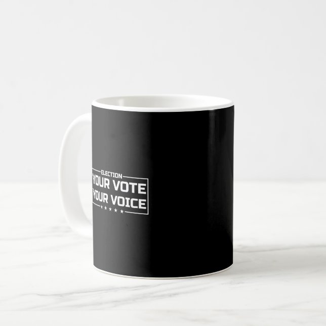Ihre Stimme Ihr weißer Schriftart Kaffeetasse (Vorderseite Links)