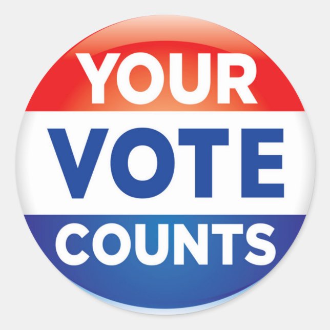 Ihre Stimme zählt das Muster Runder Aufkleber (Vorderseite)